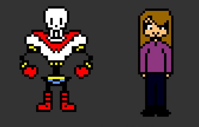 Papyrus and girl ( made by me in pixel creator)