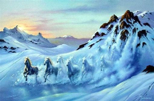 konji v snežnem diru