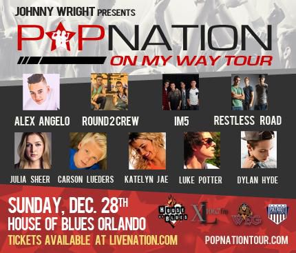 I'll be part of the Pop Nation show Dec. 28 in Orlando, Florida at the House of Blues Orlando. VIP Meet & Greet available. Hope to see you there!