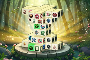 Mahjong kocke v gozdu s čarobno svetlobo