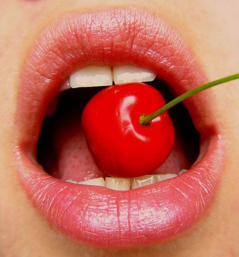 lips with a cherry
