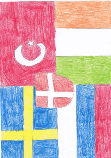 Zastava na kateri je prikazano pet mojih držav iz evrovizije 2012, zastavo sem naredil sam.