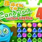 Promocijska slika za igro Back to Candyland 4: Lollipop Garden z barvitimi dragulji in risanim likom