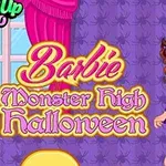 Barbie oblečena za noč čarovnic v slogu Monster High