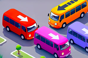 Barviti avtobusi v risanki na mestnem križišču