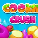 Barvita naslovnica igre Cookie Crush z velikim pisanim napisom in pisanimi slaščicami