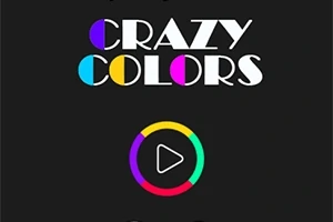 Logotip Crazy Colors z barvitimi črkami in gumbom za predvajanje na črnem ozadju