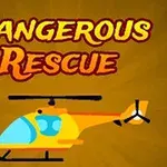 Risanka rumenega helikopterja z napisom Dangerous Rescue na oranžnem ozadju