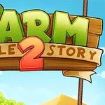 Naslovna grafika igre Farm Puzzle 2 Story z lesenim znakom in kmečkim ozadjem