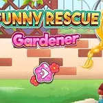 Risanka vrtnarke z mavcem in umazana s kavo, naslov igre Funny Rescue Gardener