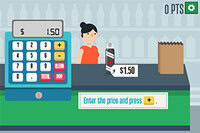 Grocery Cashier je izobraževalna matematična igra