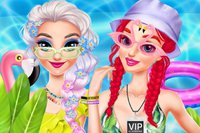 V tej spletni igri preobrazbe se pridruži Elsi in Ariel pri zabavnih poletnih