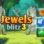 Igra draguljev Jewels Blitz 3 z živobarvnimi dragulji in gozdnim ozadjem