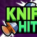 Logotip igre Knife Hit 2 z nožem in lesenim štorom