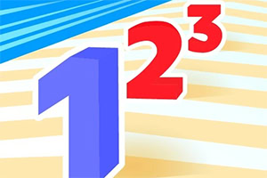 Modra številka 1 in rdeči številki 2 ter 3 na ozadju rumeno-modrih črt