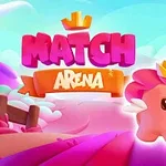 Risanka roza prašiček s krono in čarobno palico na barviti ilustraciji za igro Match Arena