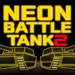 Neonski rumeno obarvani tanki na črni podlagi z napisom Neon Battle Tank 2