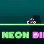 Neonski motociklist na temnozelenem ozadju z napisom Neon Biker