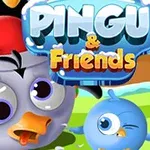 Promocijska slika za risanko Pingu & Friends z dvema simpatičnima pingvinoma na zelenem ozadju