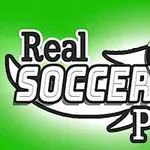 Logotip Real Soccer Pro z nogometno žogo na zelenem ozadju