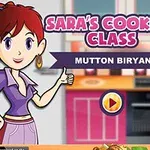 Animirana kuharska igra Saras Cooking Class z likom Sara, ki poučuje pripravo mutton biryanija