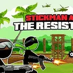 Pobarvana grafika igre Stickman Army: The Resistance z risanimi liki, ki se borijo, na zelenem ozadju z vojaškimi helikopterji