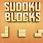 Lesene kocke različnih oblik z napisom Sudoku Blocks na lesenem ozadju