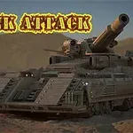 Futuristični tank v puščavi z napisom Tank Attack