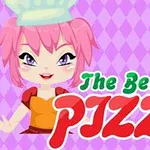 Roza risanka kuharica z napisom The Best Pizza in sliko pice