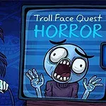 Animirana slika grozljivega znaka in prestrašenega lika iz igre Troll Face Quest Horror